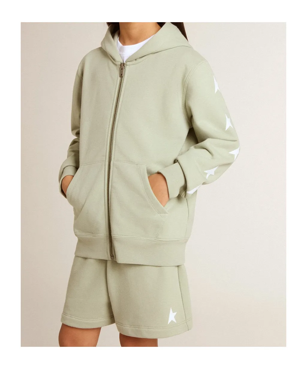 Star Printed Zipped Hoodie