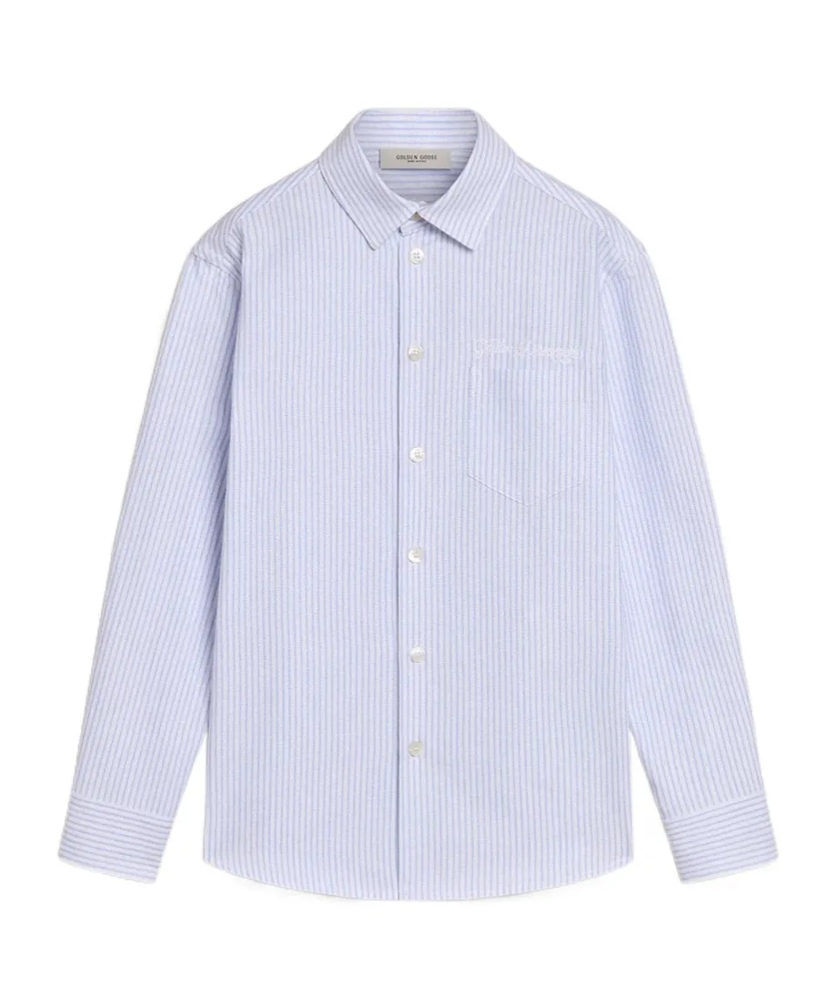 Striped Shirt With Embroidered Lettering On Pocket