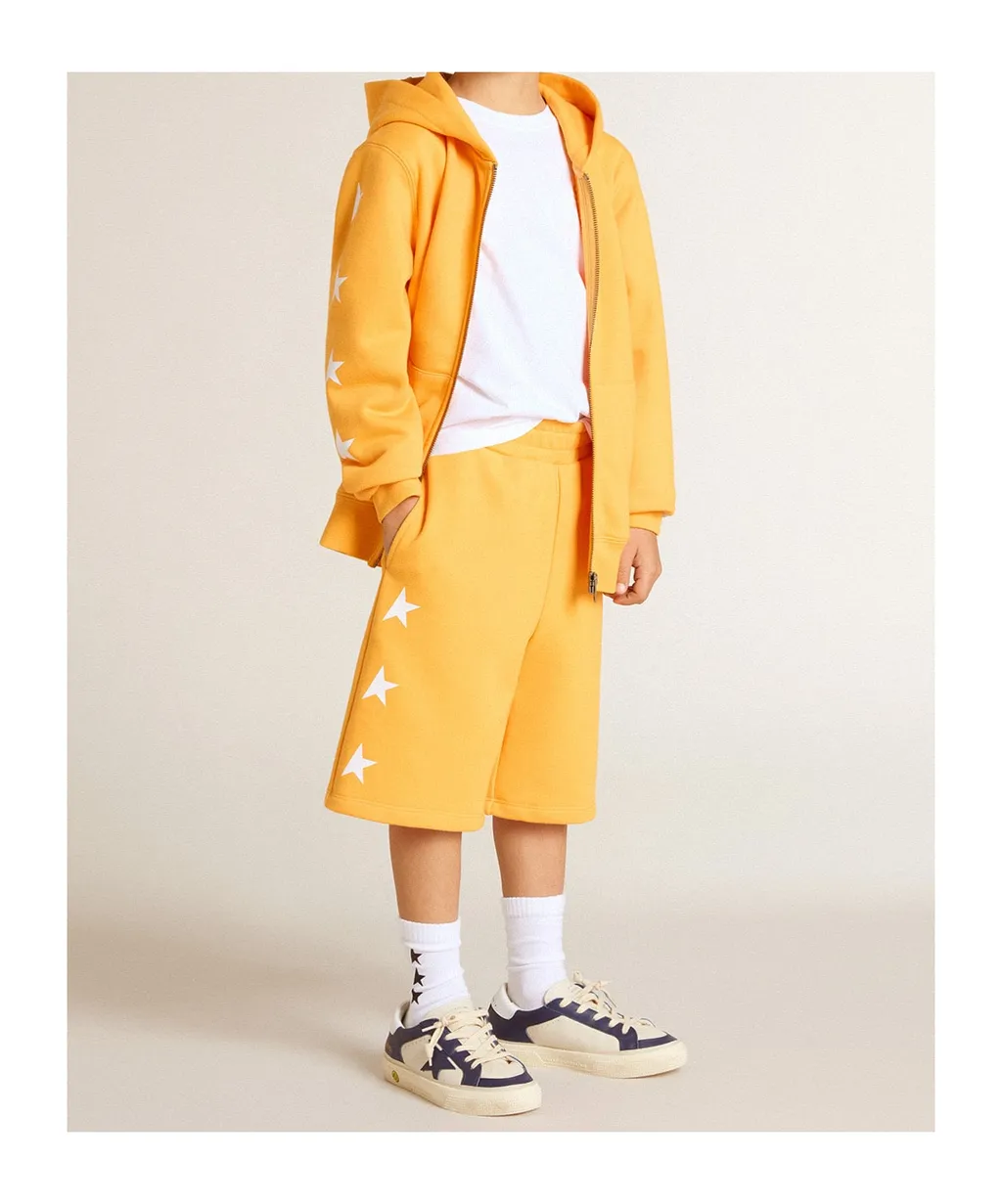 Star Printed Zipped Hoodie