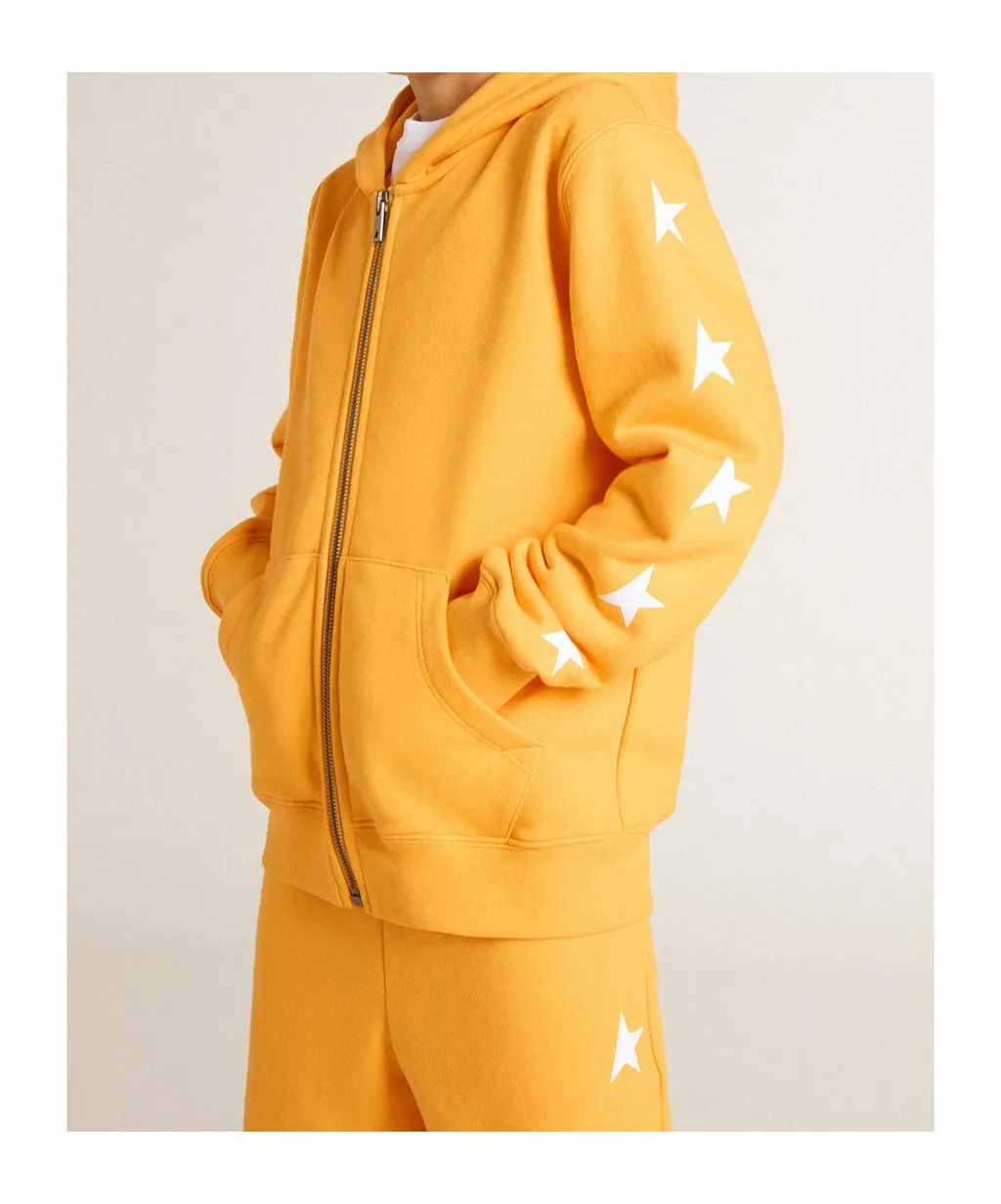 Star Printed Zipped Hoodie