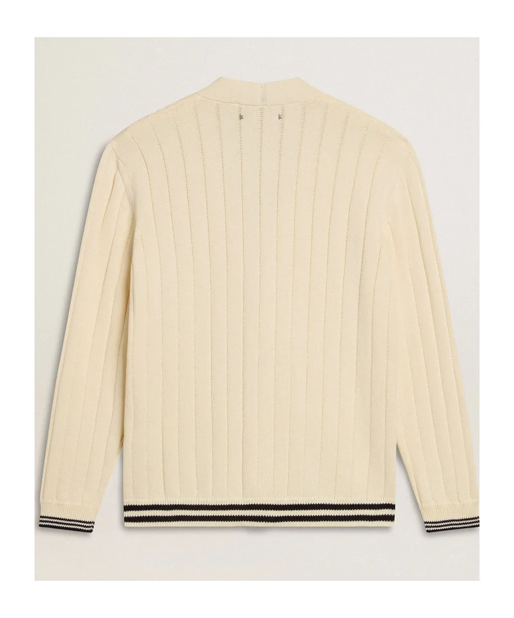 Cable-Knit V-Neck Cardigan