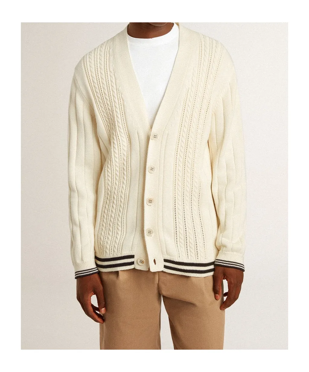 Cable-Knit V-Neck Cardigan
