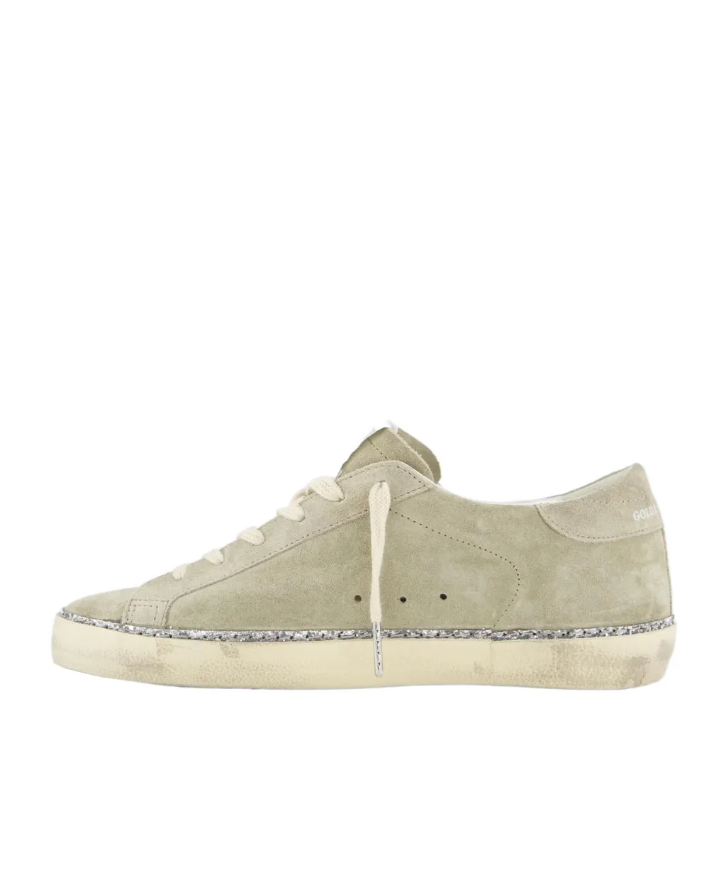 Superstar Glittered Lace-Up Sneakers