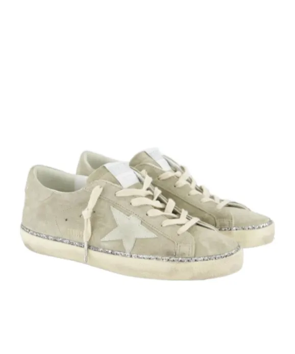 Superstar Glittered Lace-Up Sneakers