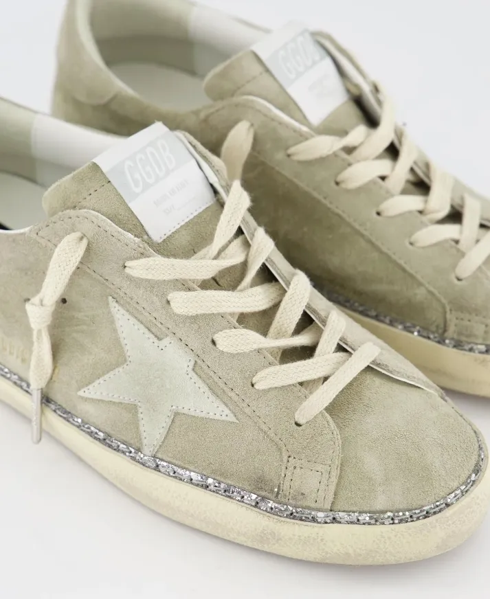 Superstar Glittered Lace-Up Sneakers