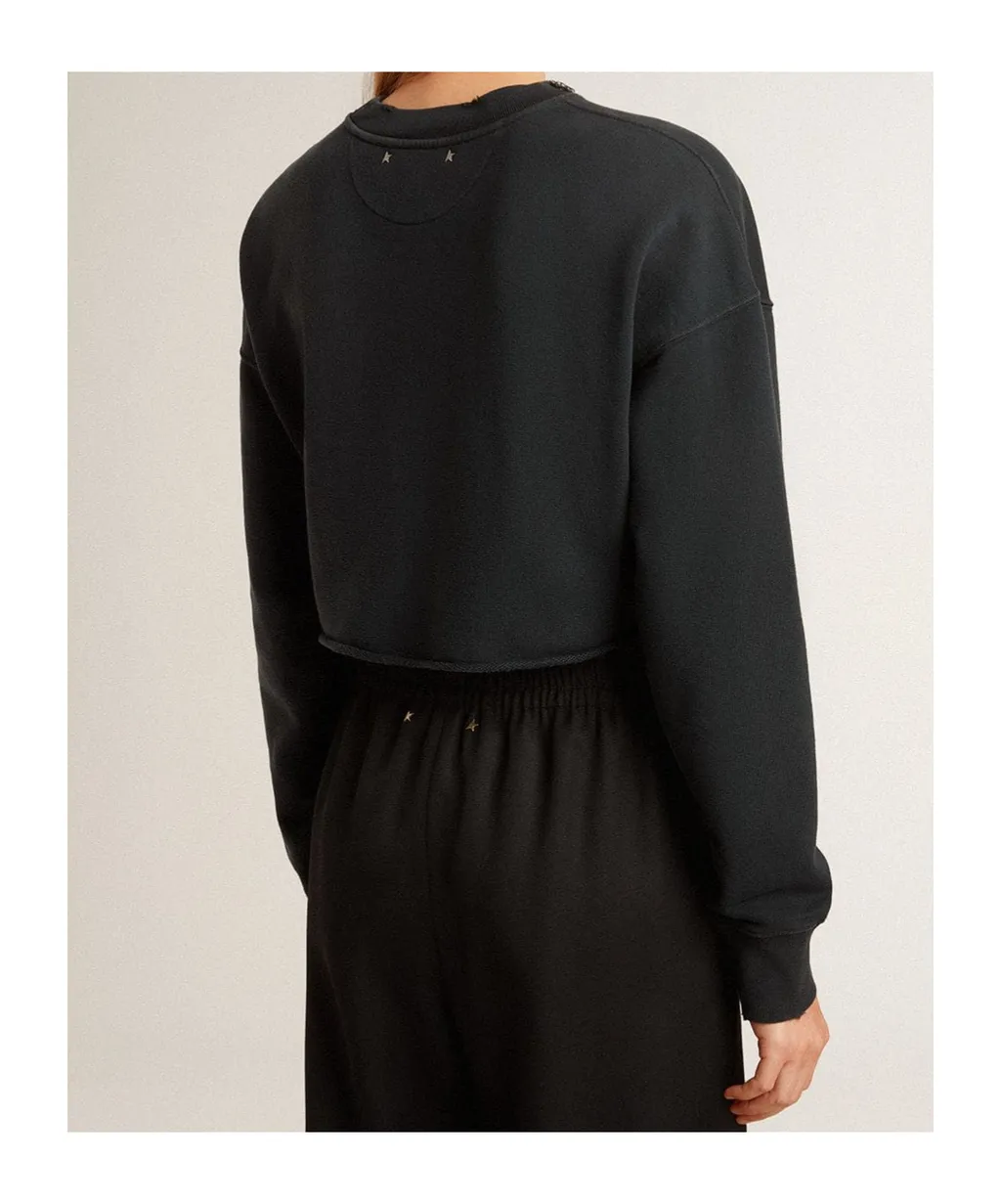 Crystal Embellished Cropped Sweatshirt