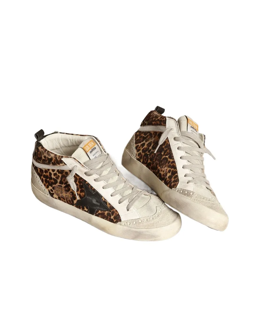 Mid Star Leopard Printed Lace-Up Sneakers