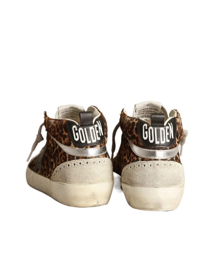 Mid Star Leopard Printed Lace-Up Sneakers
