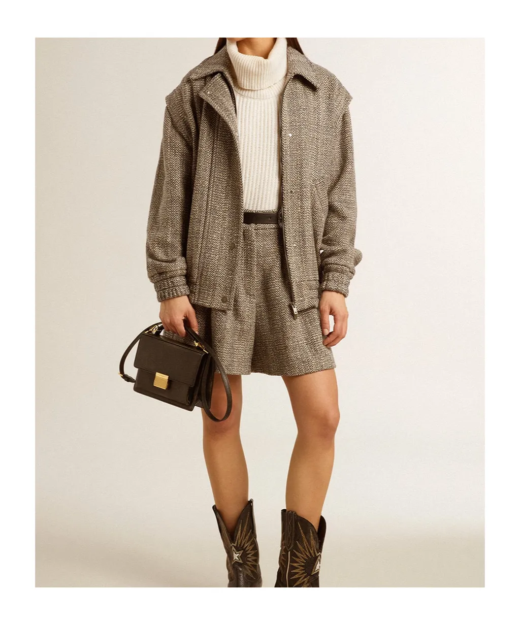 Herringbone Bomber Jacket