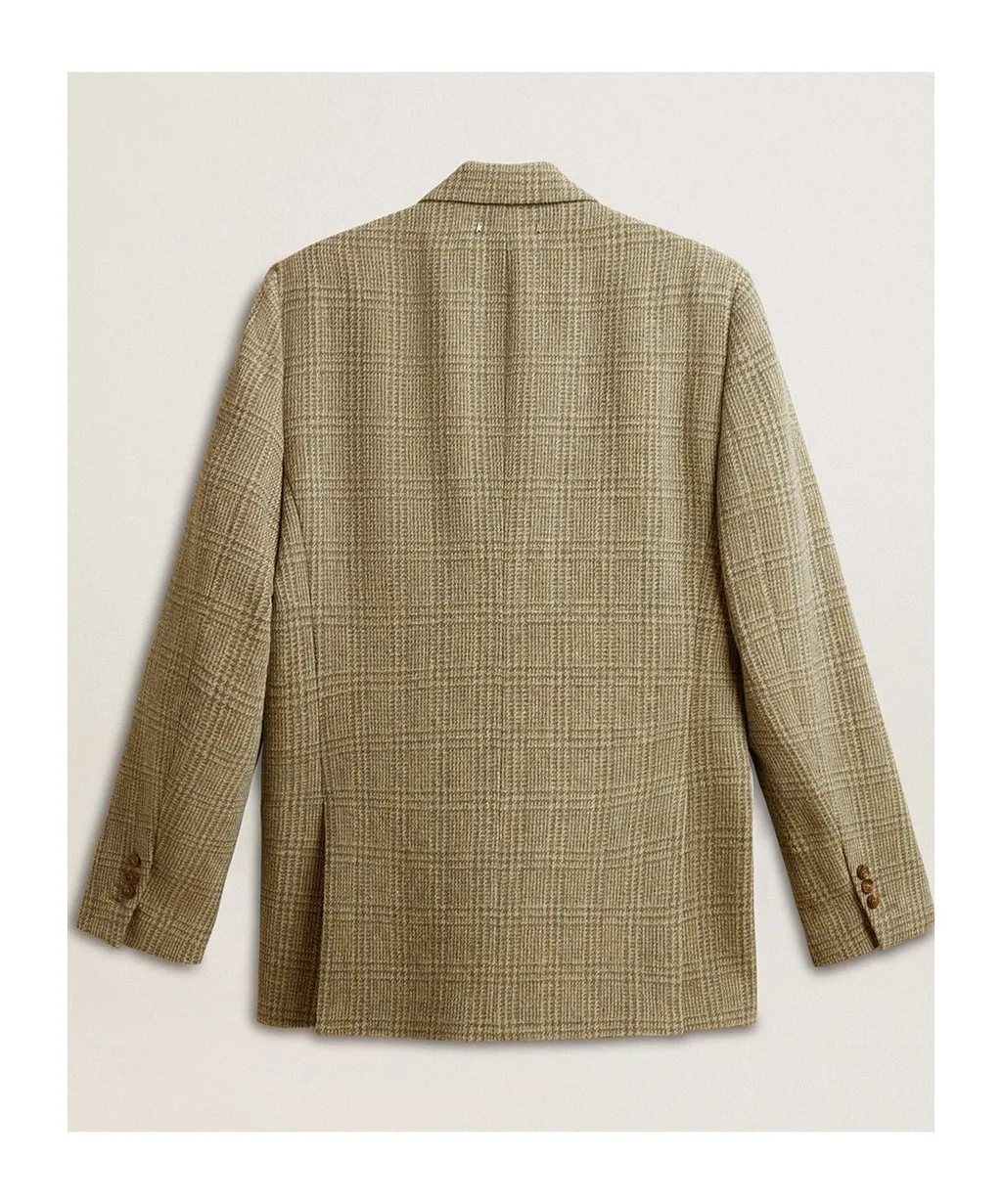 Double-Breasted Blazer In Shetland Wool