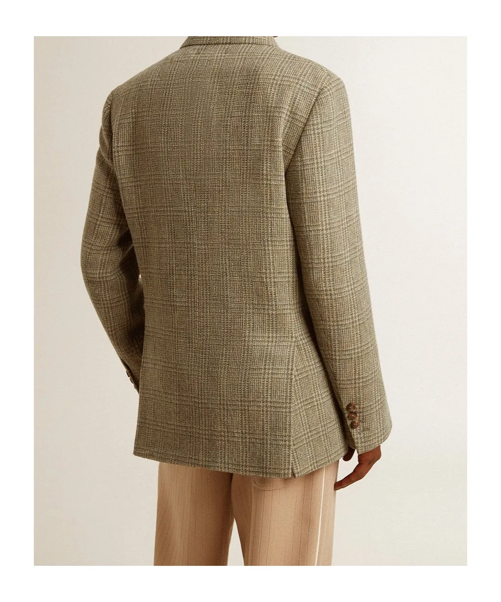 Double-Breasted Blazer In Shetland Wool