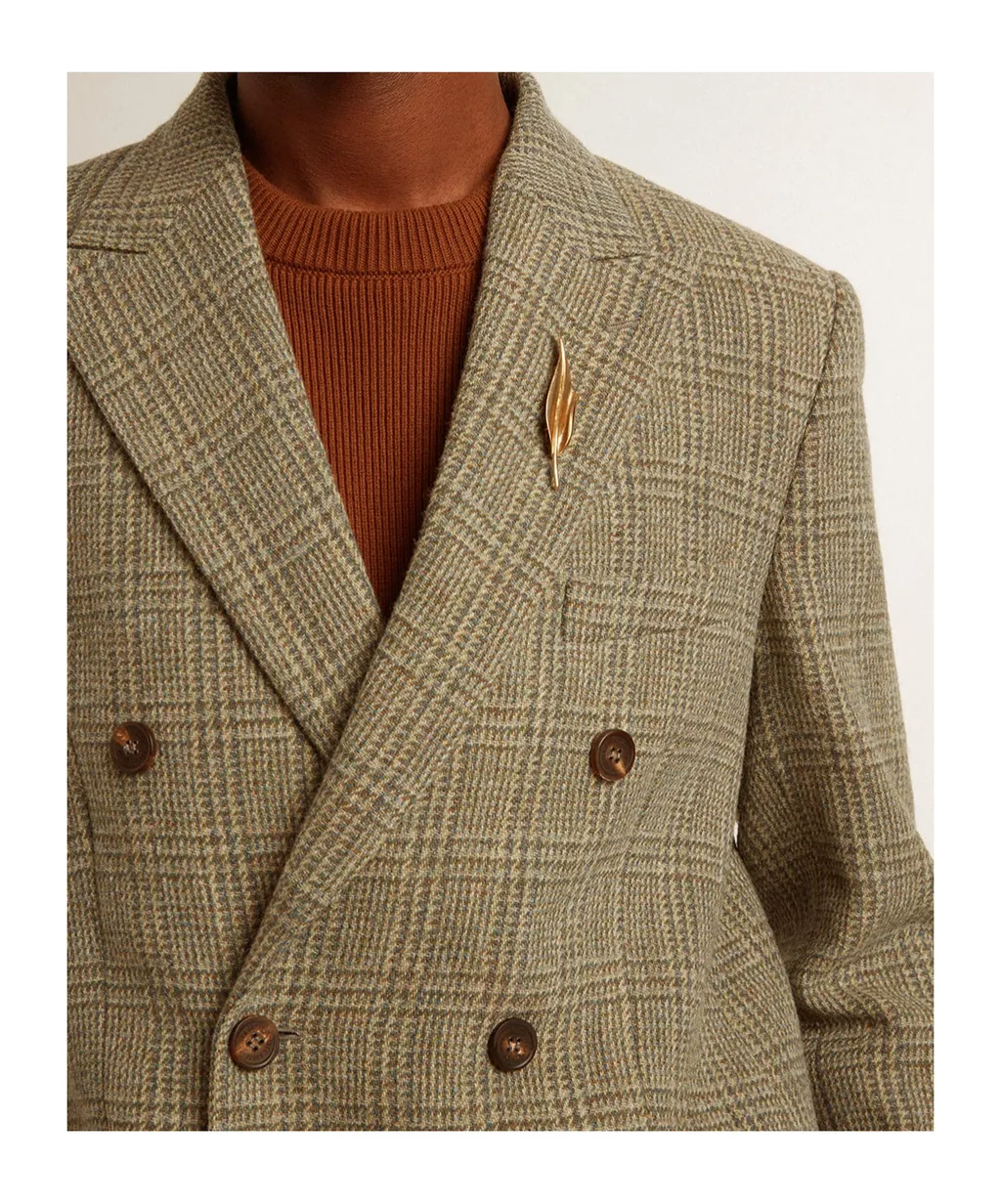 Double-Breasted Blazer In Shetland Wool