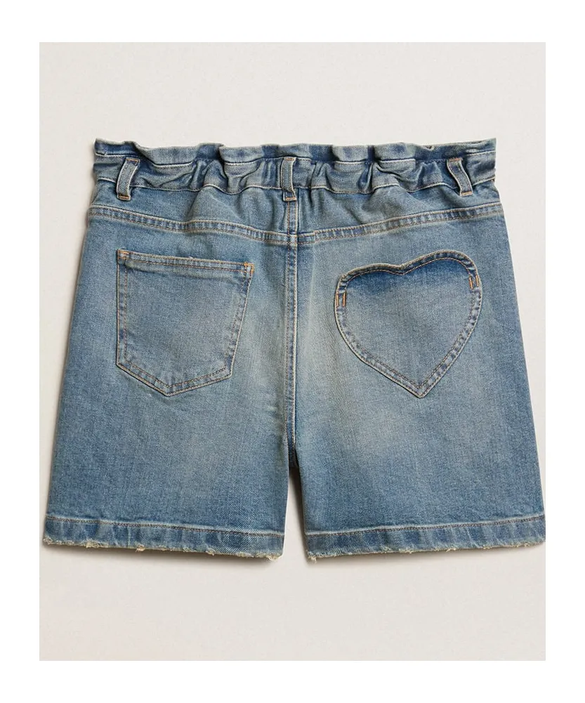 High-Waist Distressed Denim Shorts