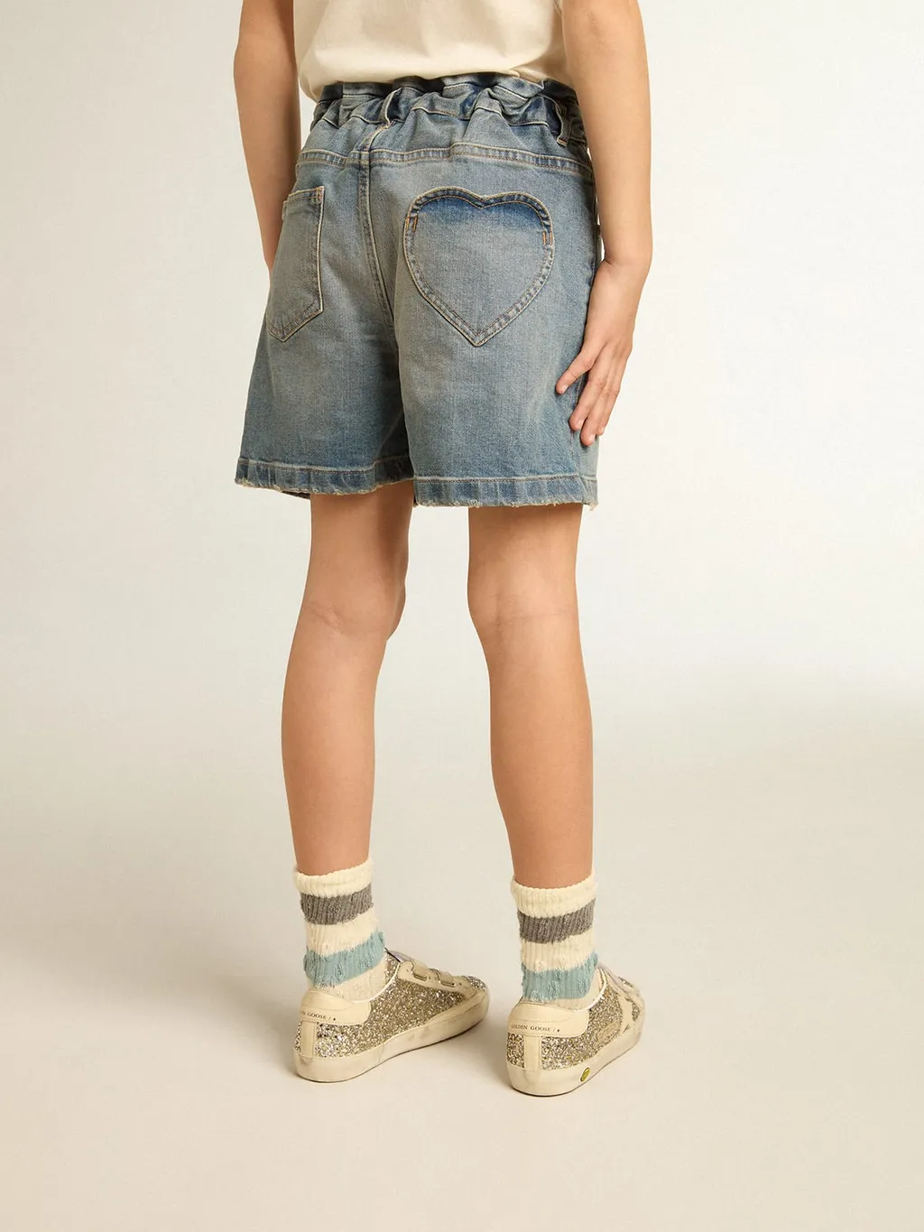 High-Waist Distressed Denim Shorts