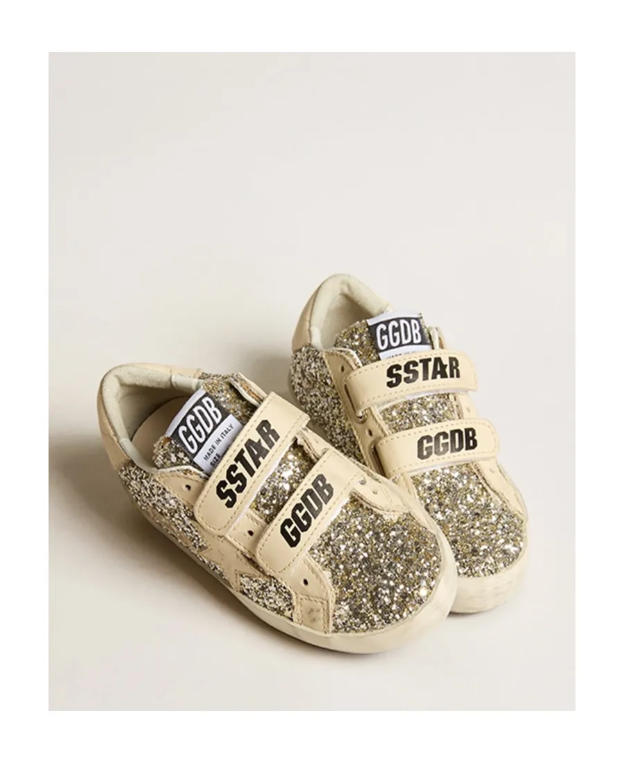 Old School Logo-Patch Glittered Sneakers