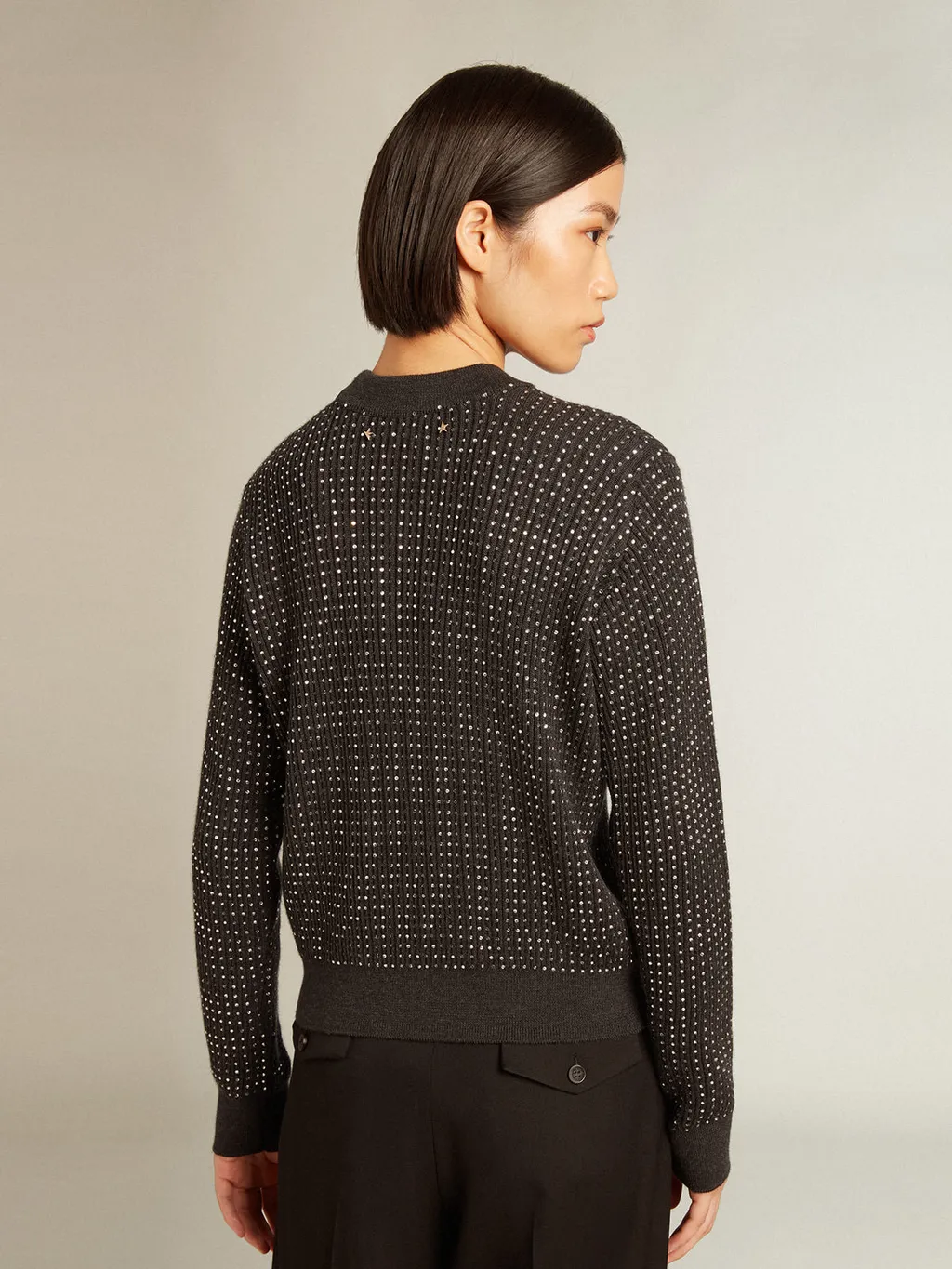 Round-Neck Sweater With All-Over Crystals