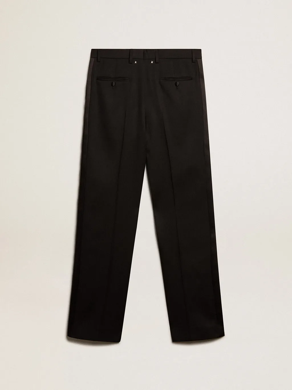 Satin Trim Straight Leg Trousers