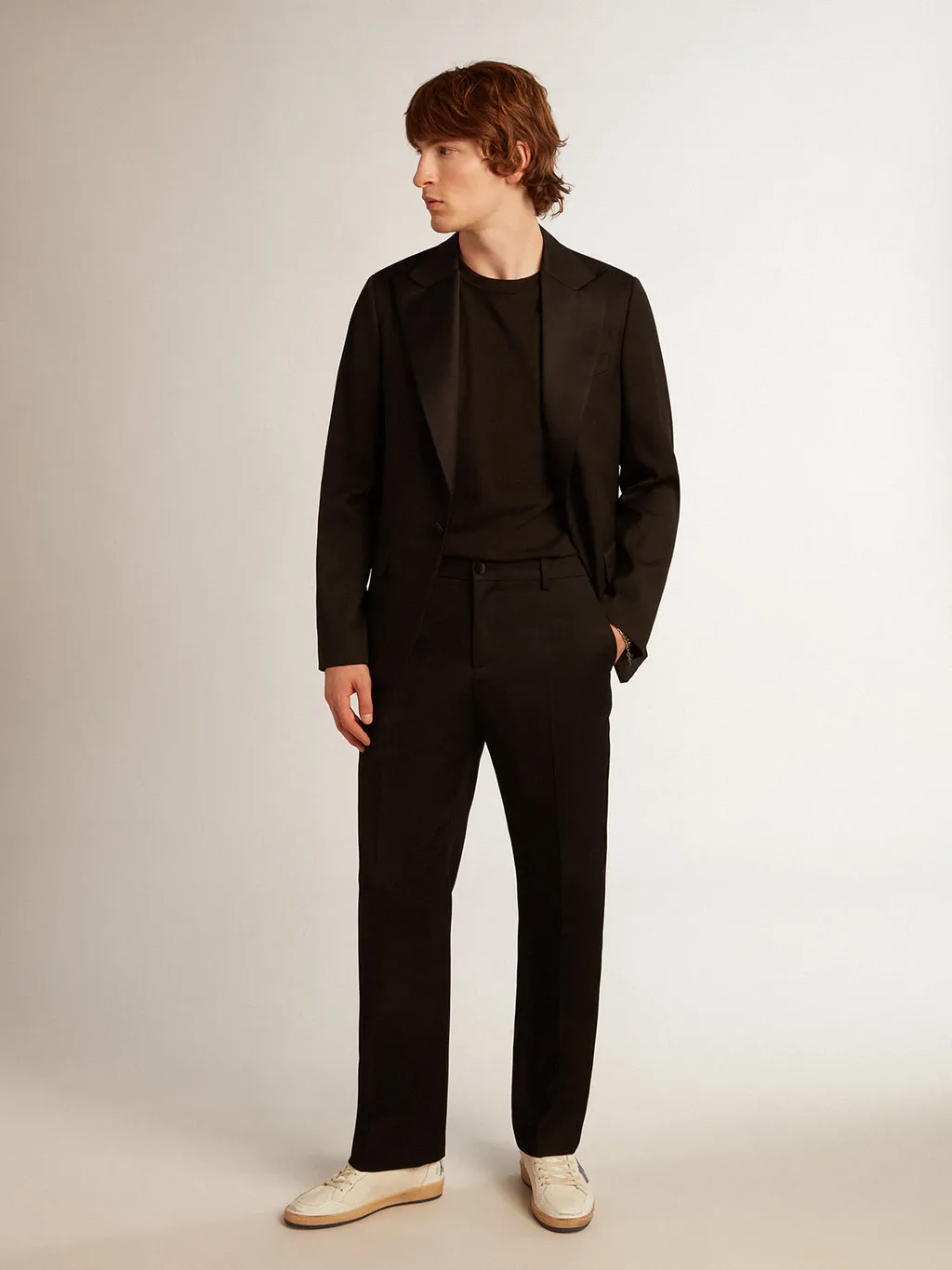 Satin Trim Straight Leg Trousers