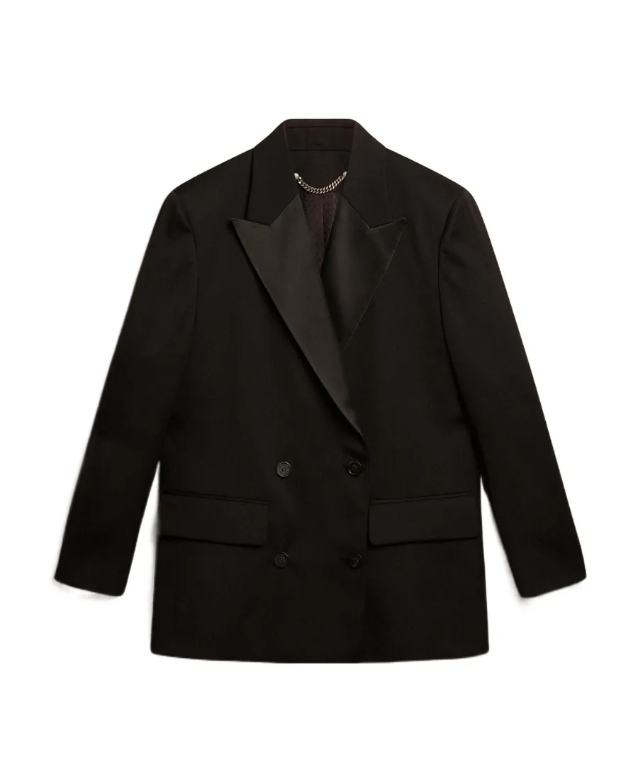 Peak-Lapels Double-Breasted Tailored Blazer