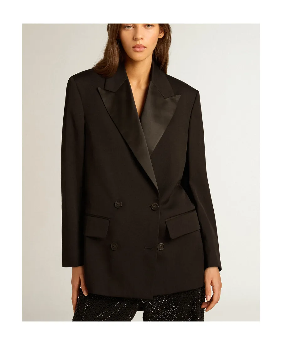 Peak-Lapels Double-Breasted Tailored Blazer