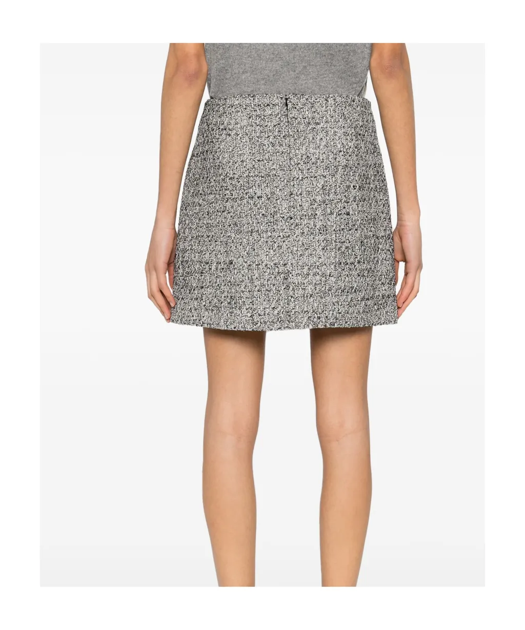 Miniskirt In Black And White Bouclé Cotton