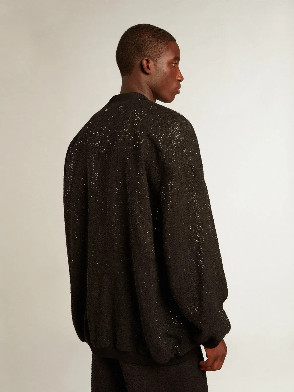 Sequin-Embellished Buttoned Cardigan