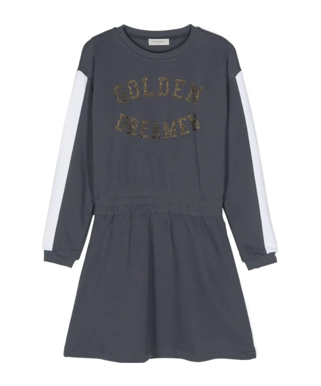 Logo Printed Long Sleeved Dress