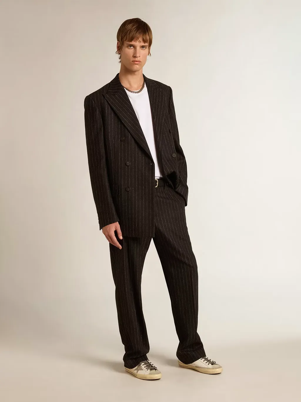 Double-Breasted Striped Blazer