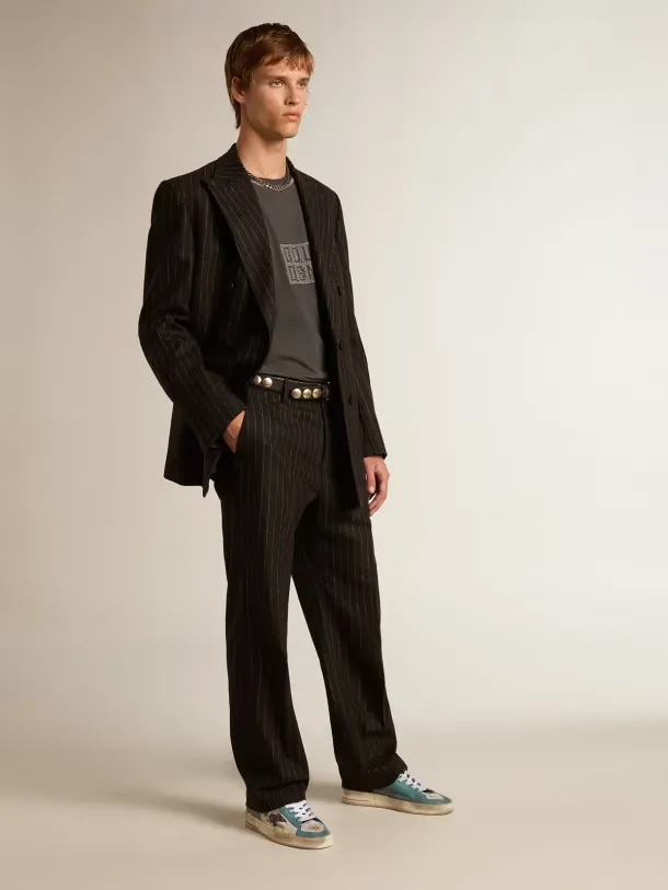 Double-Breasted Striped Blazer