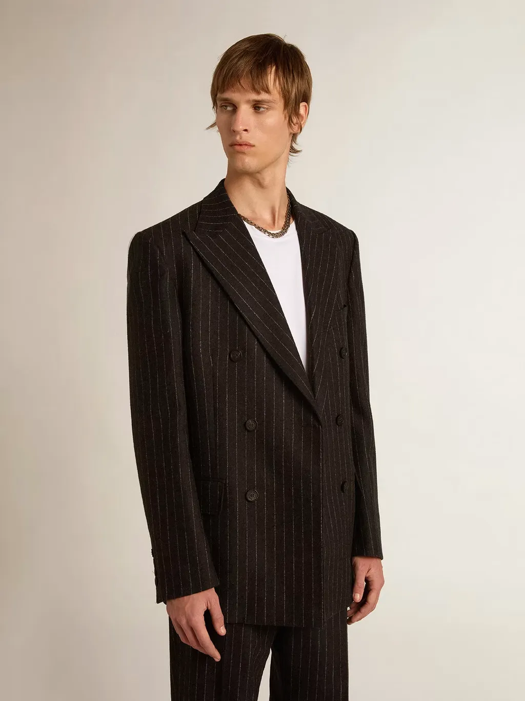 Double-Breasted Striped Blazer