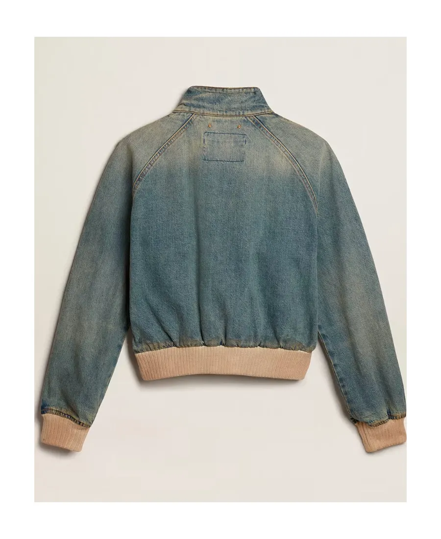 Denim Zipped Bomber Jacket