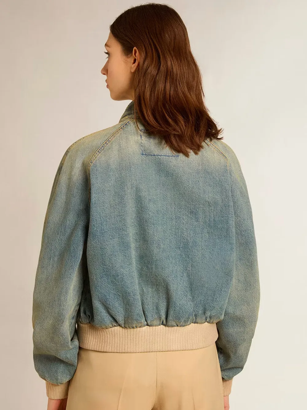 Denim Zipped Bomber Jacket
