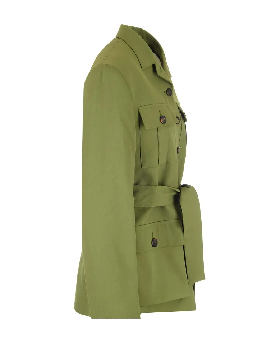 Buttoned Belted Jacket