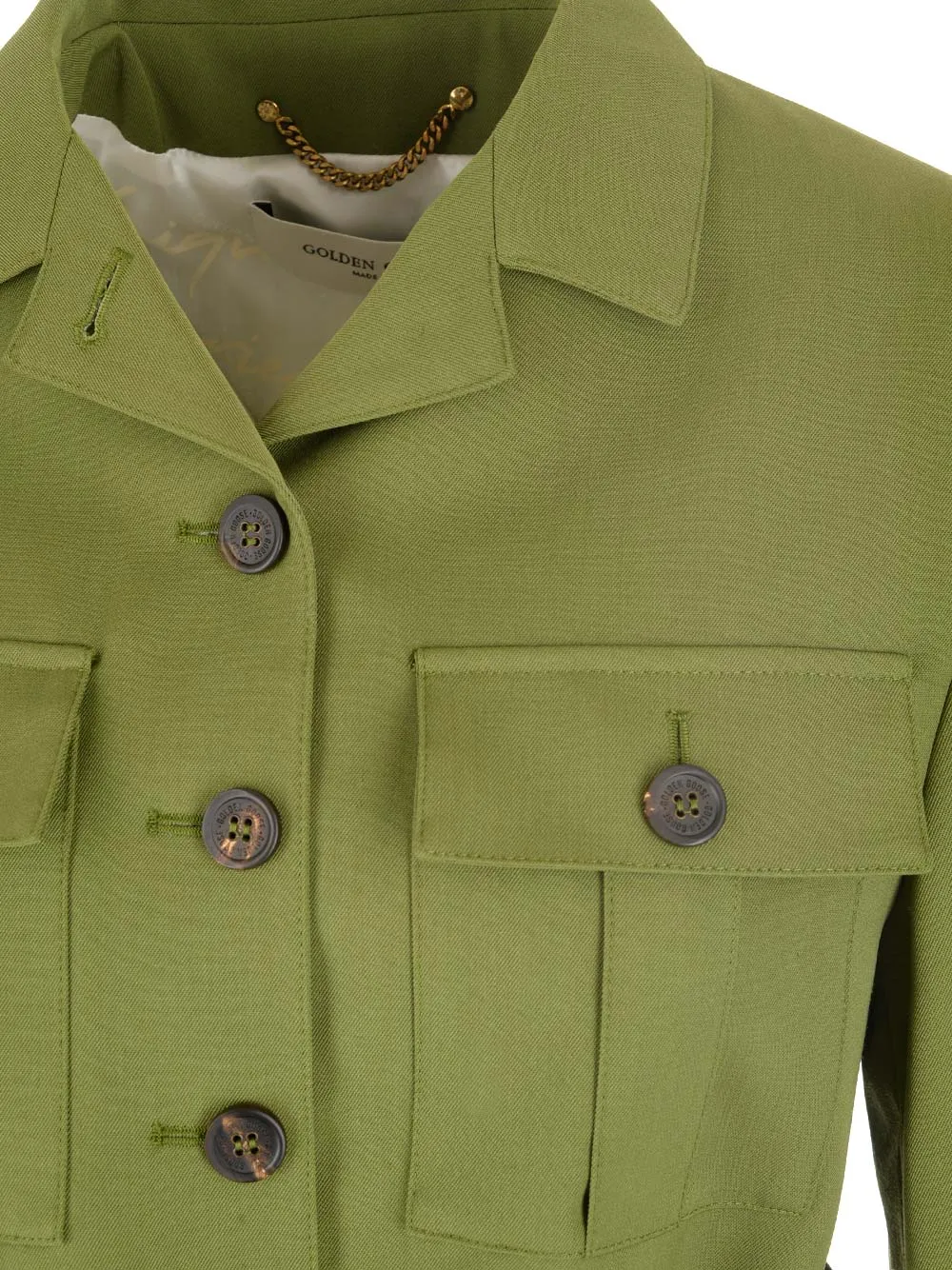 Buttoned Belted Jacket