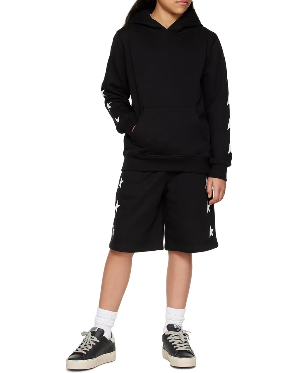 Star Printed Long-Sleeved Hoodie