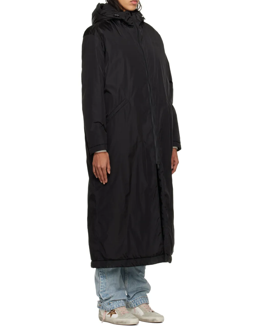 Black Star Collection Ankle-Length Hooded Padded Jacket