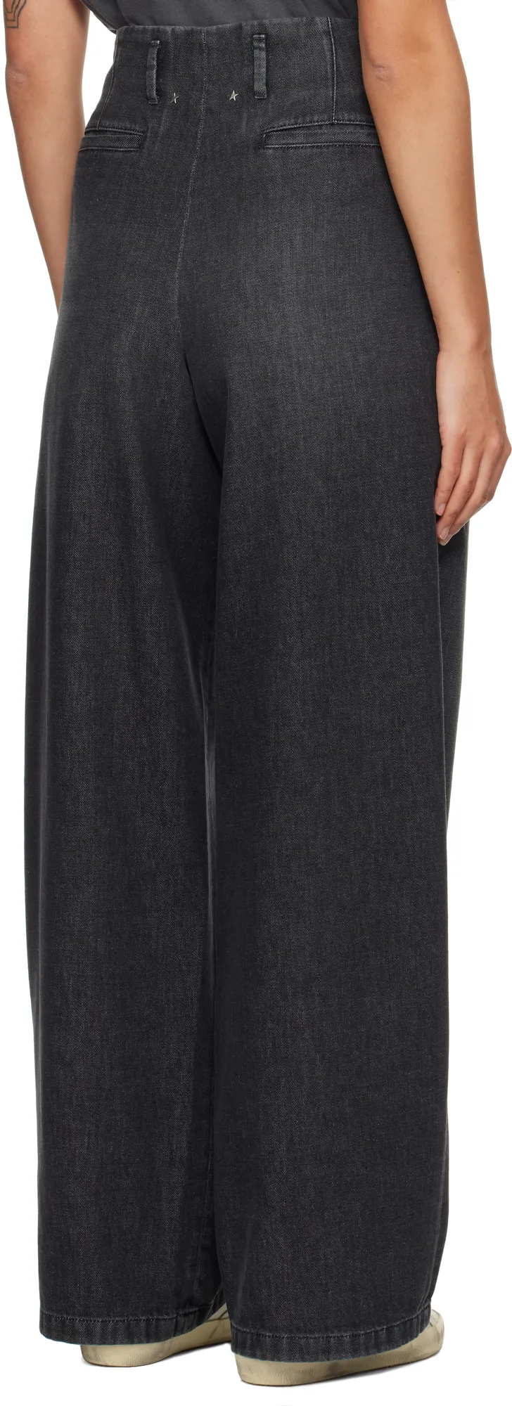 High-Waist Pleated Wide-Leg Jeans