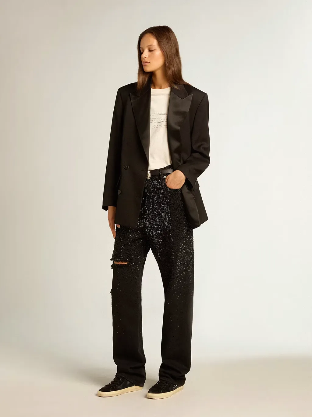 Embellished Distressed Trousers