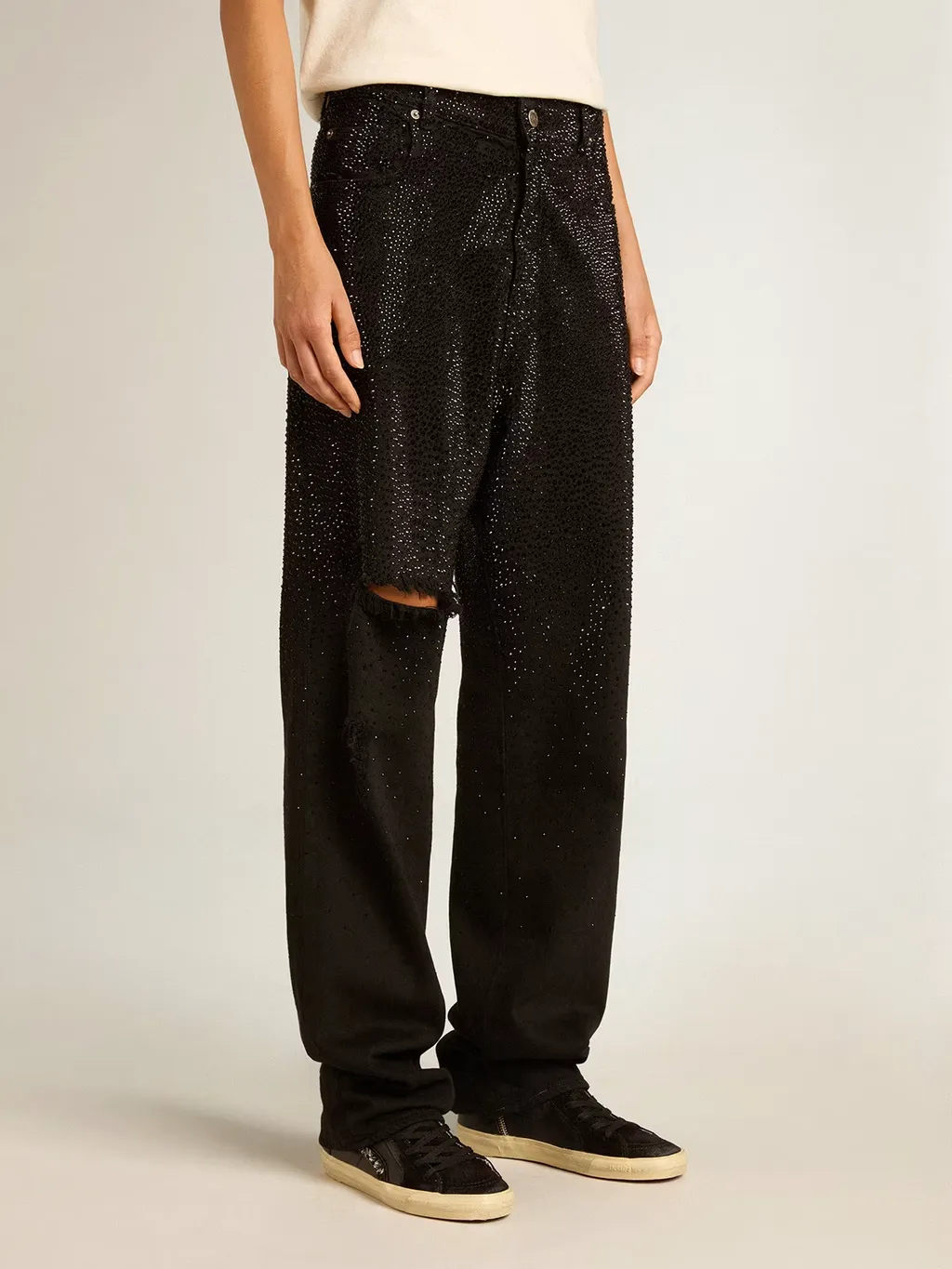 Embellished Distressed Trousers