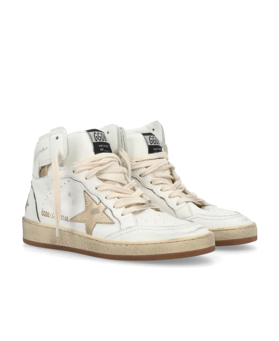 Distressed Star Patch Mid-Top Sneakers