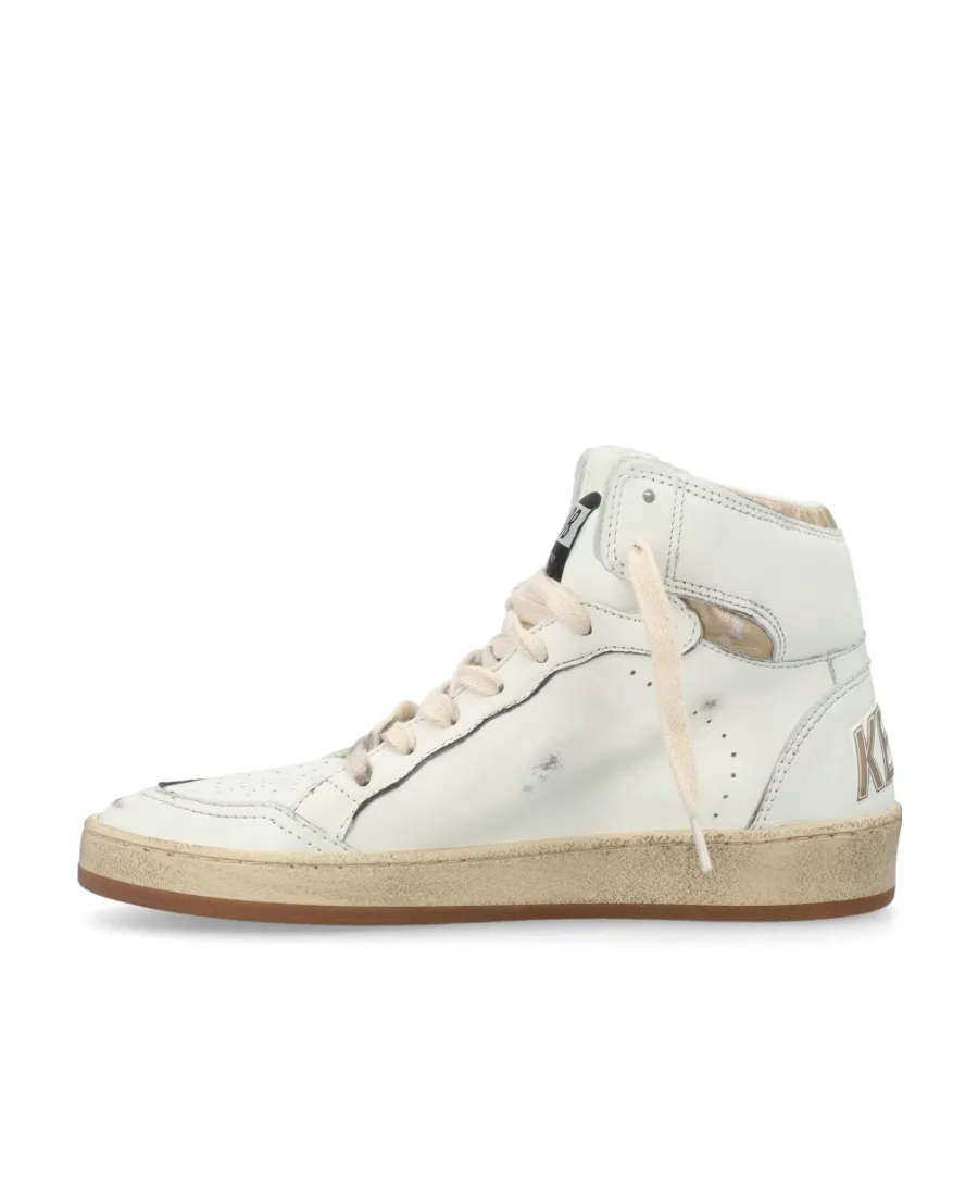 Distressed Star Patch Mid-Top Sneakers