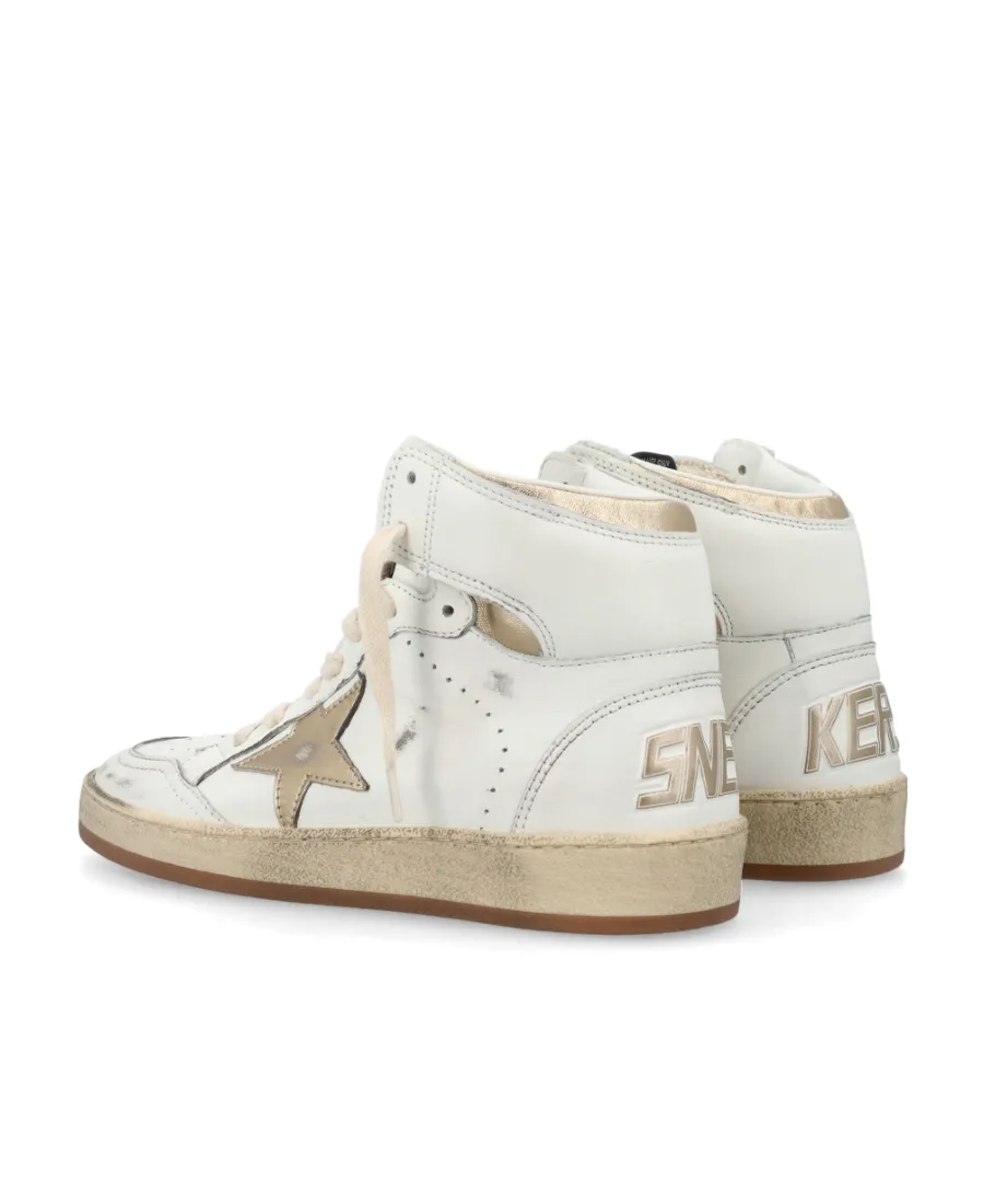 Distressed Star Patch Mid-Top Sneakers