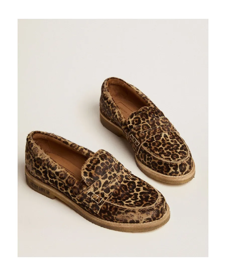 Leopard-Printed Round-Toe Loafers