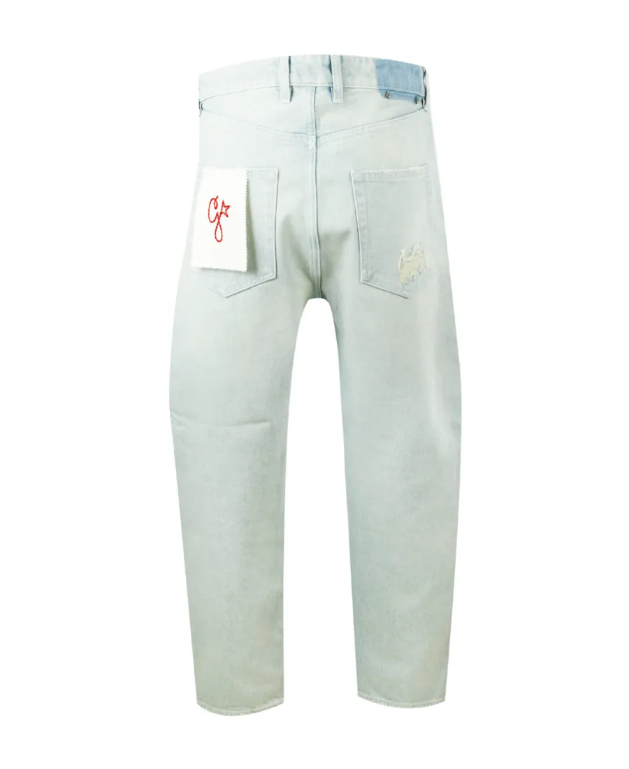 Distressed Logo Patch Jeans