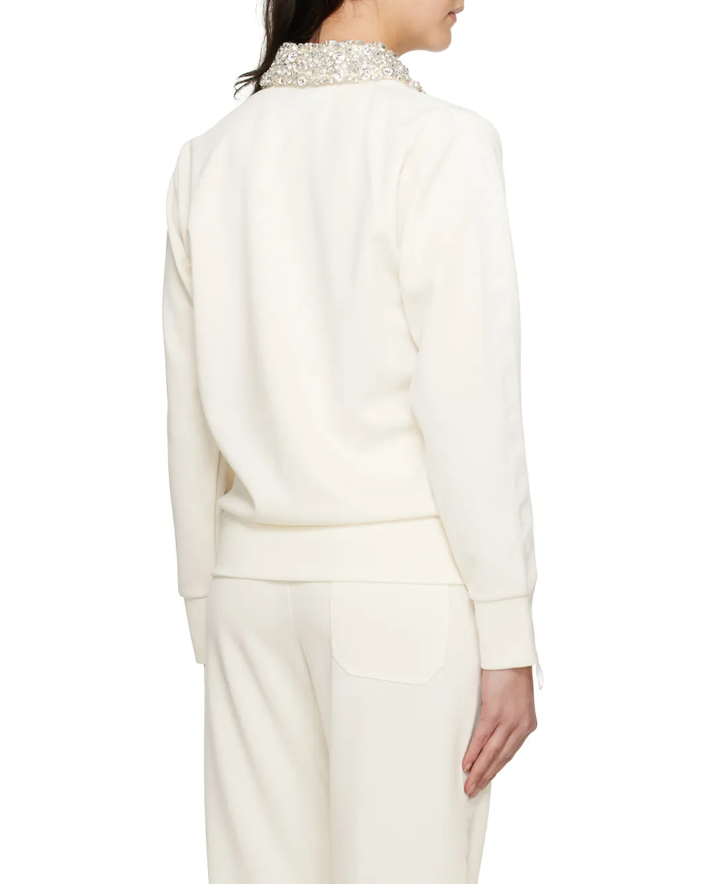 Collar Sequins Embellished Track Jacket