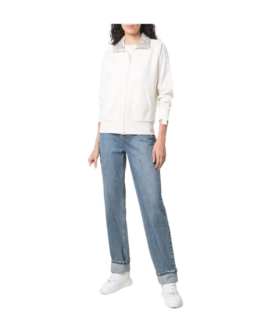 Collar Sequins Embellished Track Jacket