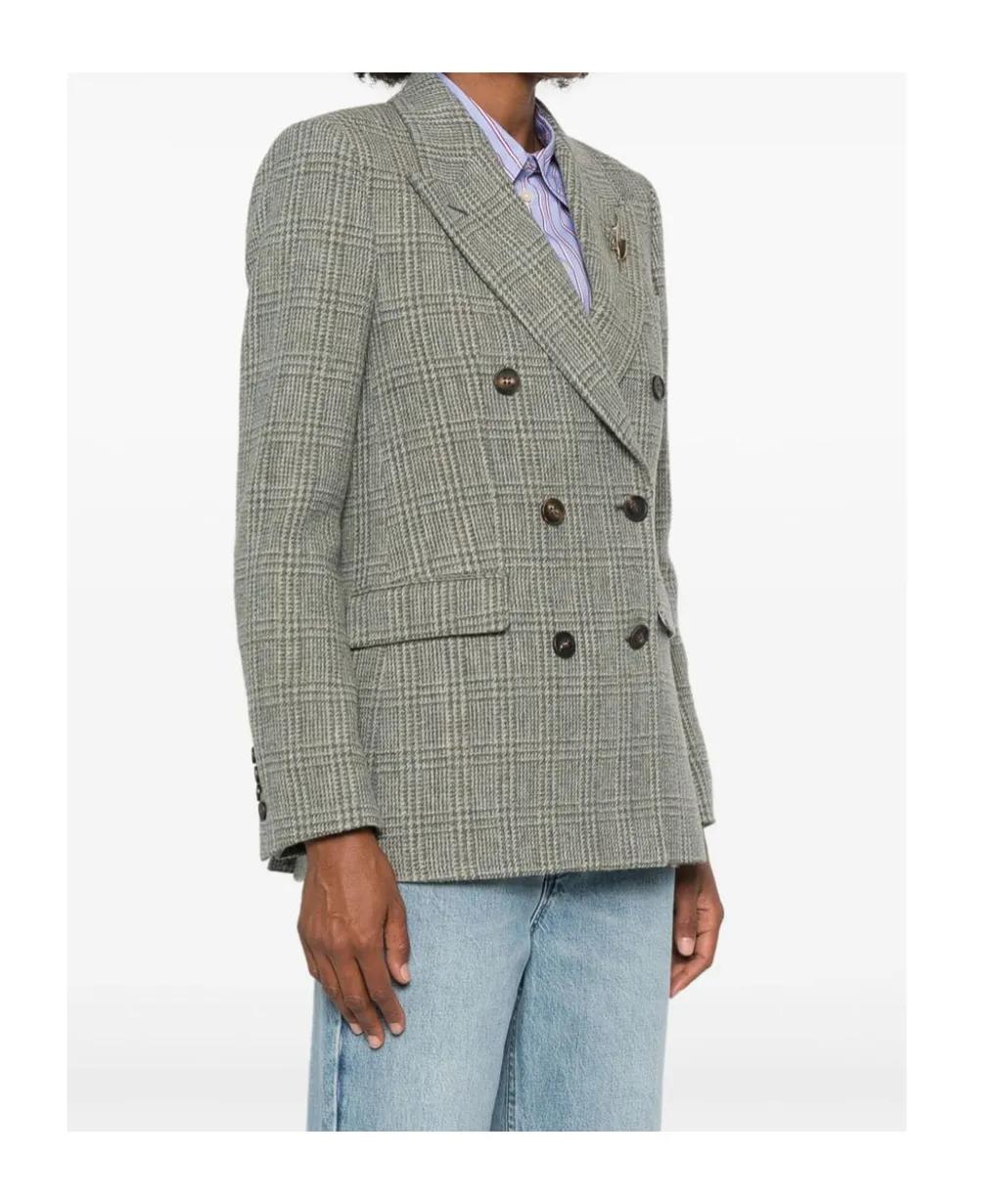 Double-Breasted Blazer In Shetland Wool