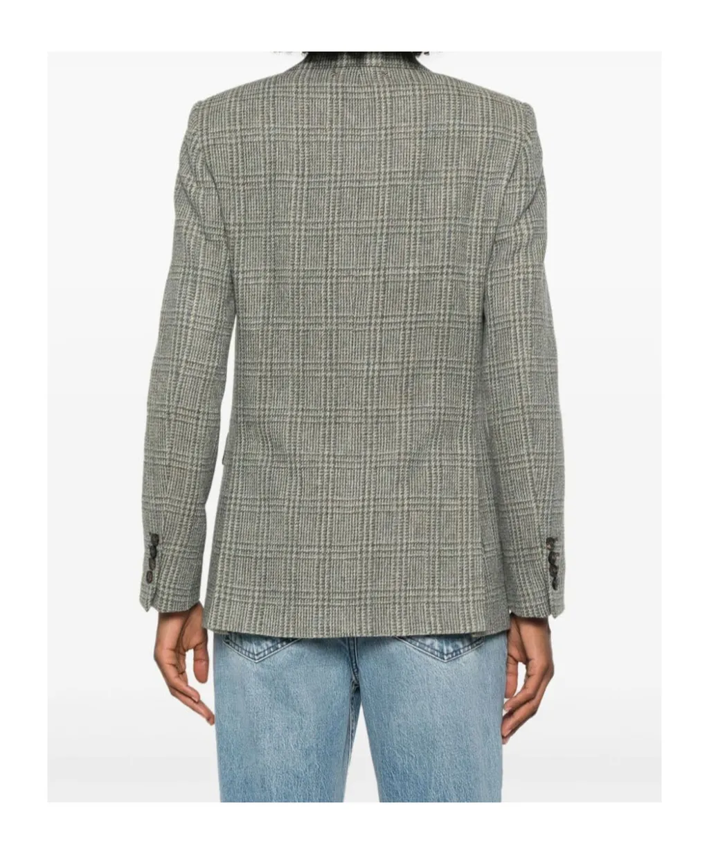 Double-Breasted Blazer In Shetland Wool