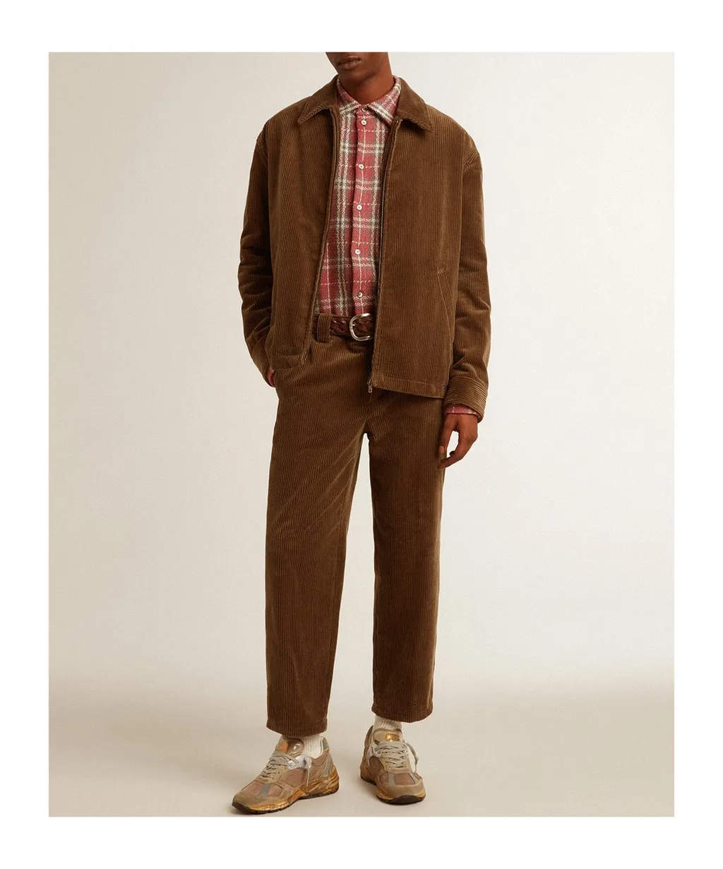 Straight-Leg Cropped Corduroy Trousers
