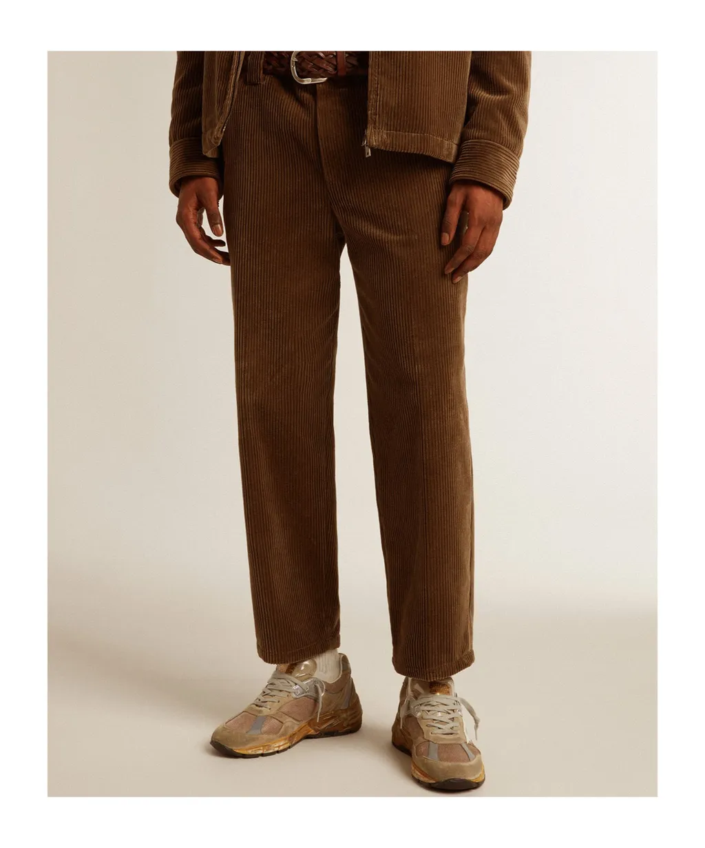 Straight-Leg Cropped Corduroy Trousers
